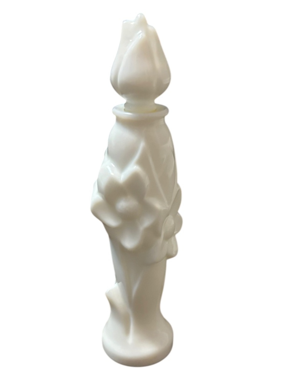 Vintage Avon milk glass "Floral Bud Vase"  Field Flowers Bath Oil decanter
